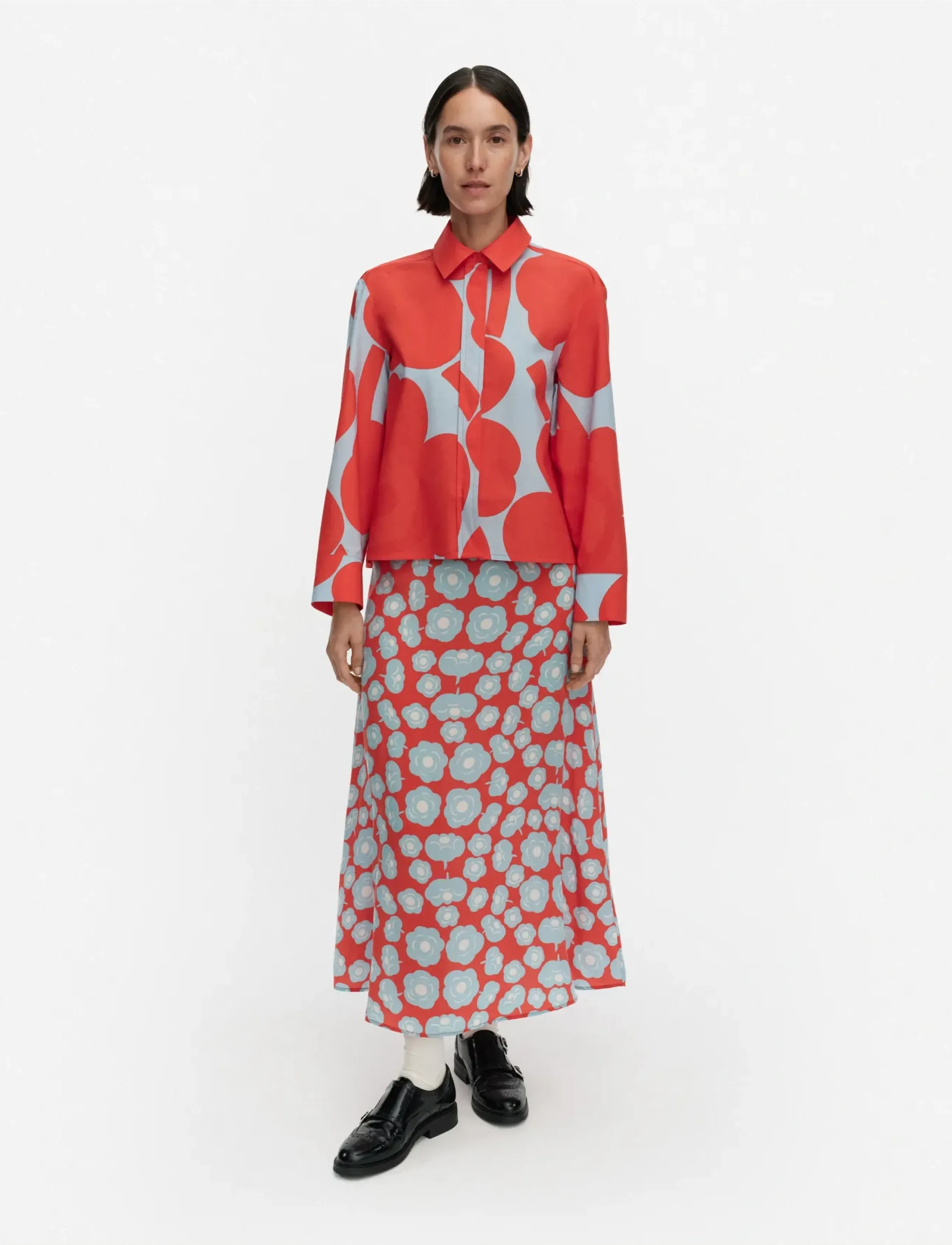 Marimekko LUOTTA UNIKKO - Blusen & Hemden - RED, LIGHT BLUE / red