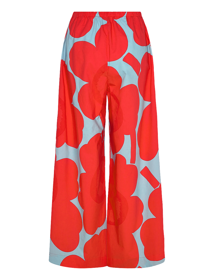 Marimekko - KAPPALE UNIKKO - wide leg trousers - red, light blue - 2
