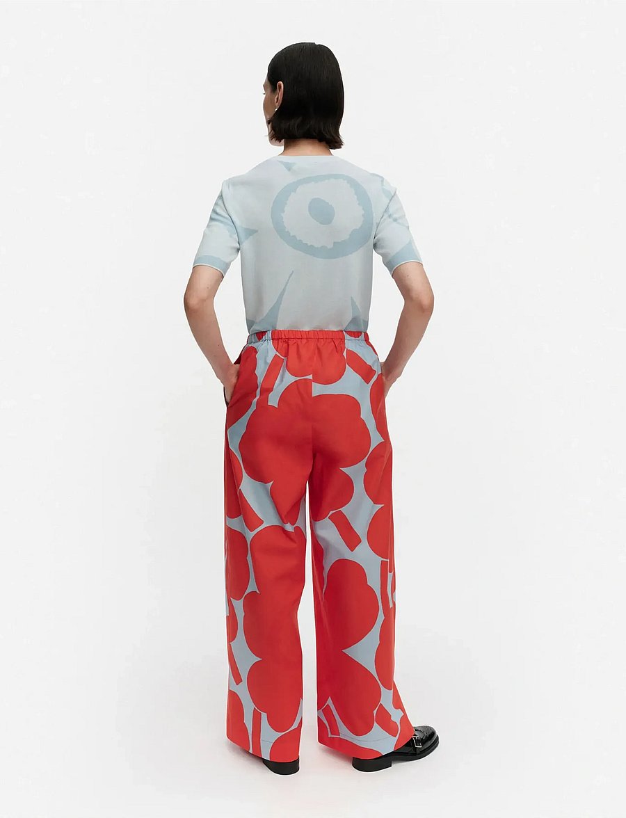 Marimekko - KAPPALE UNIKKO - wide leg trousers - red, light blue - 3