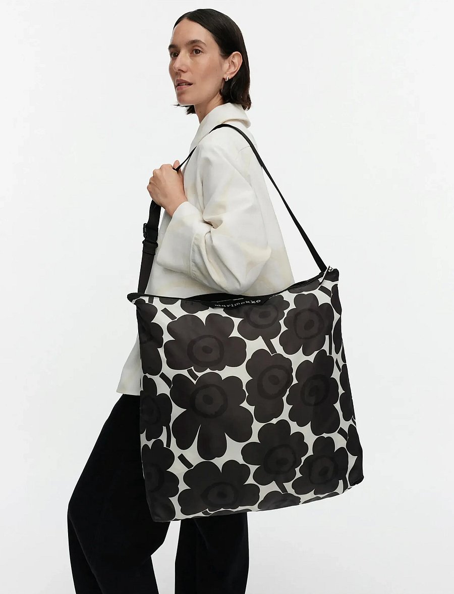 Marimekko - NEAT CROSSBODY UNIKKO L - tote bags - dark grey, off-white - 0