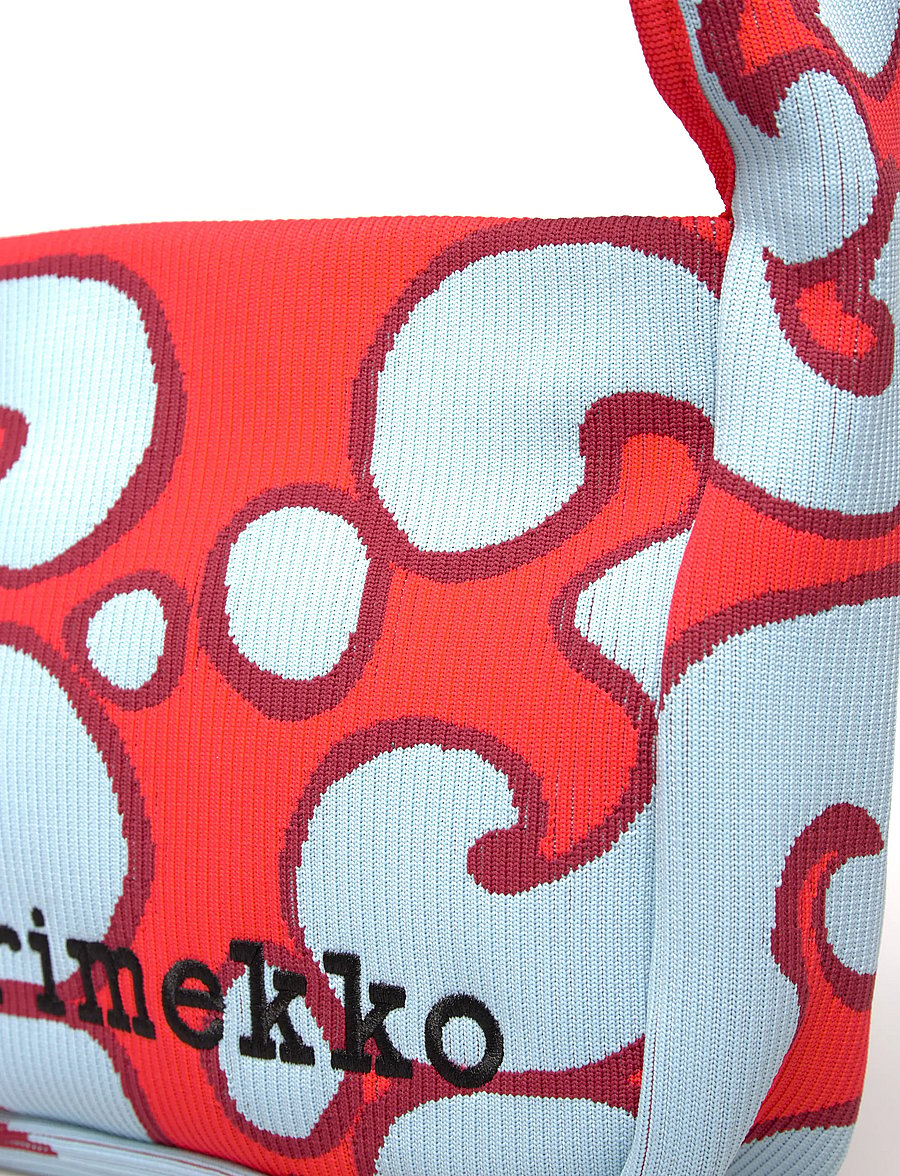 Marimekko - KNITTED SHOULDERBAG KEIDAS - mode trends - light blue, red - 5