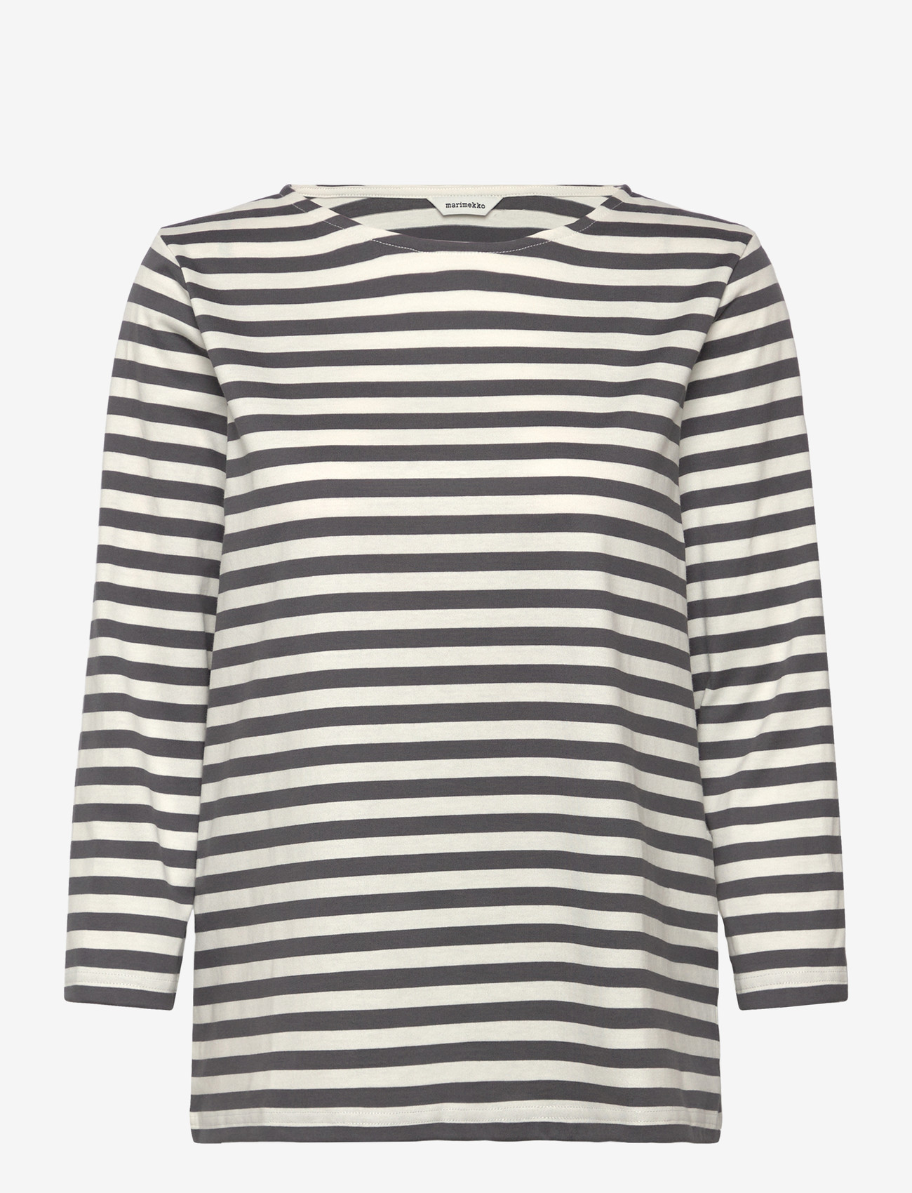 Marimekko - TIILA TASARAITA - t-shirts - dark grey, off white - 0