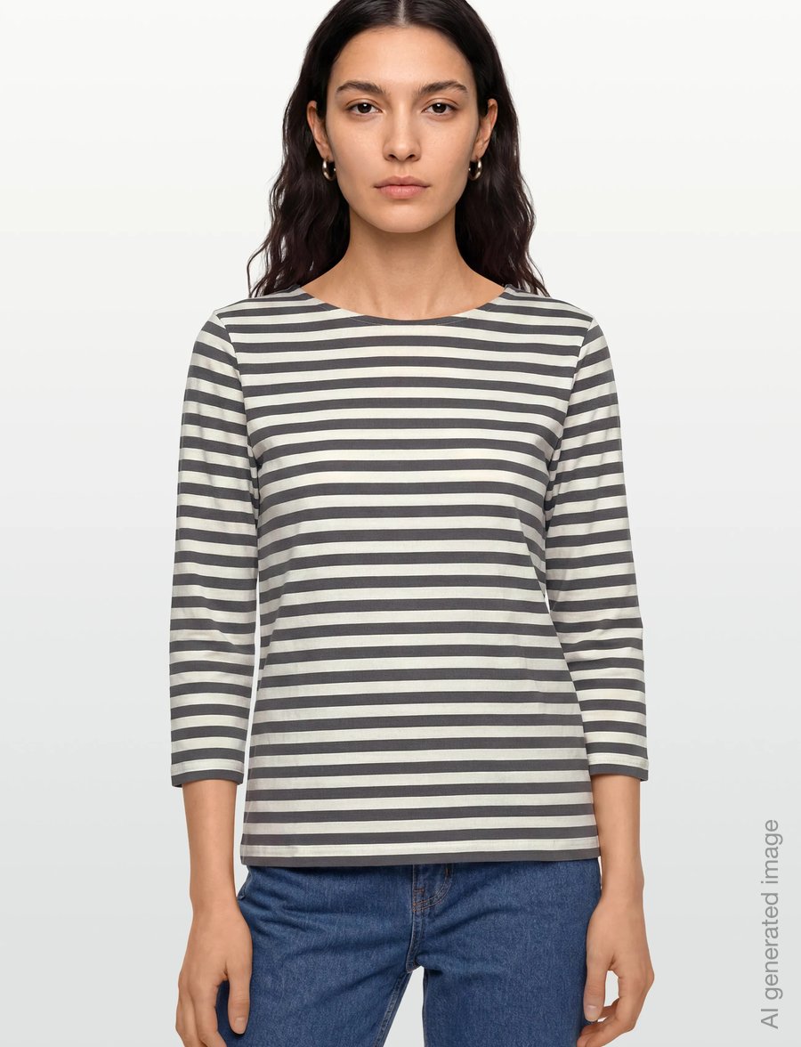Marimekko - TIILA TASARAITA - t-särgid - dark grey, off white - 3