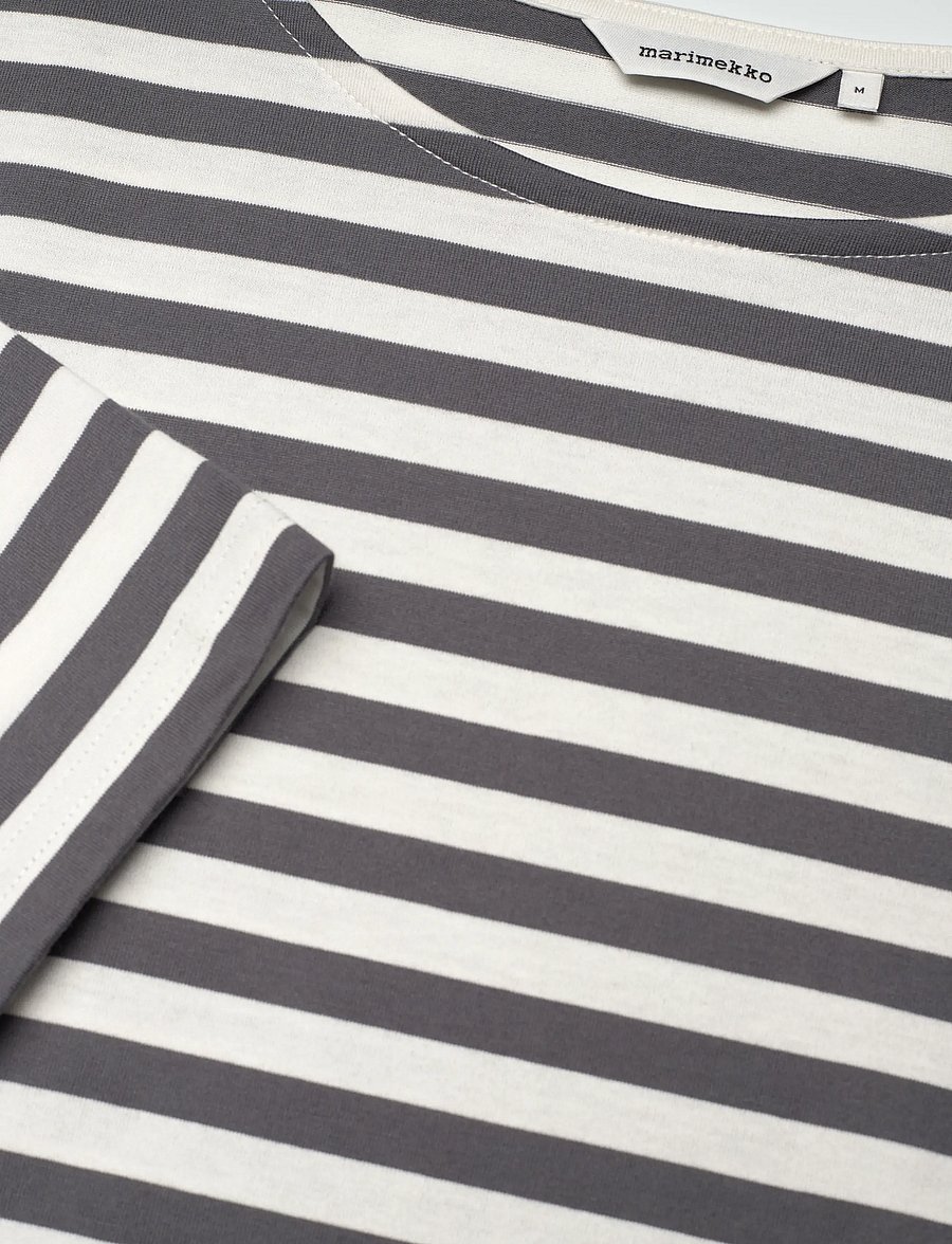 Marimekko - TIILA TASARAITA - t-särgid - dark grey, off white - 5