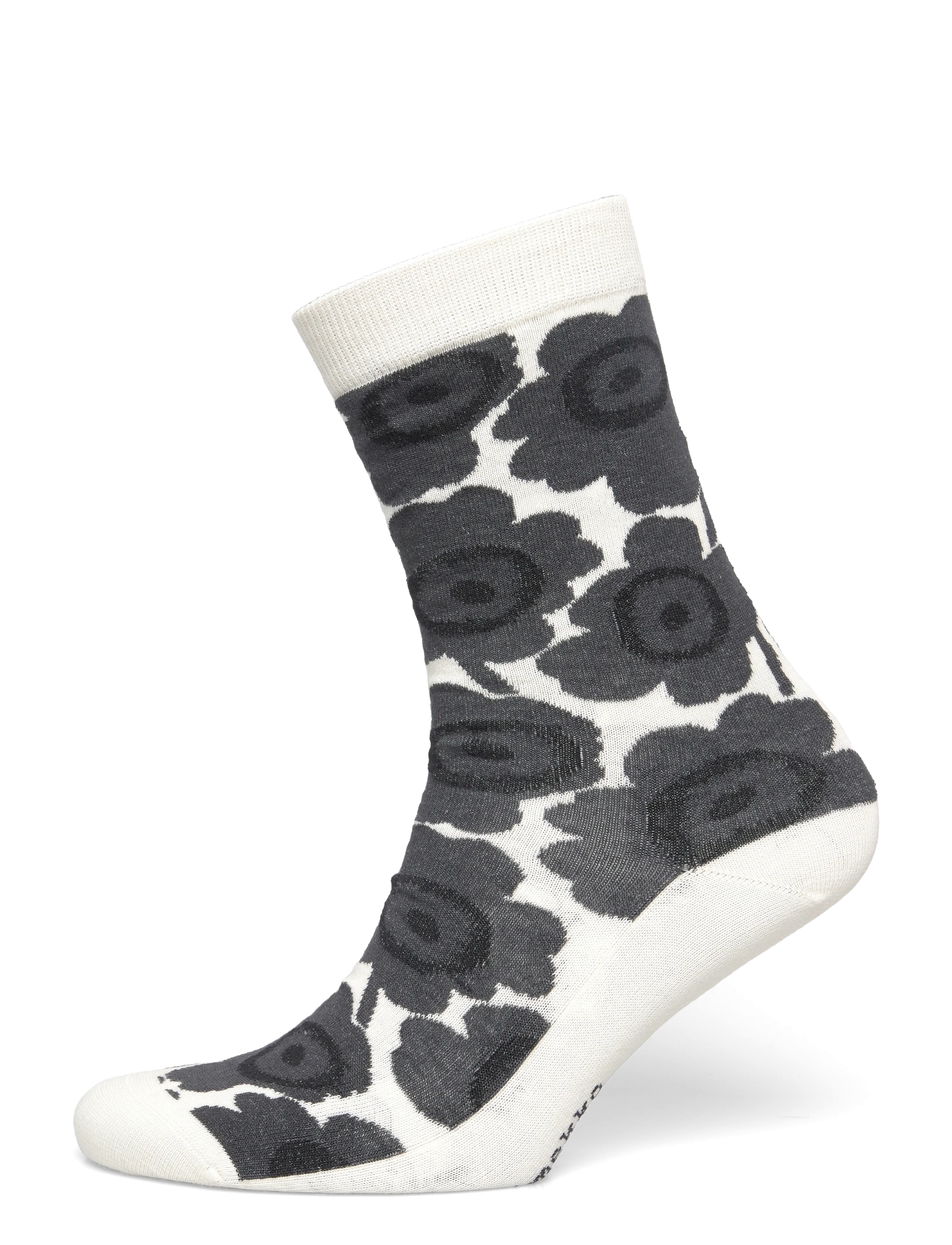 Marimekko Linjaus Unikko, Kvinder, Blomstrede Crew Sokker, Sort, Str: 34-36