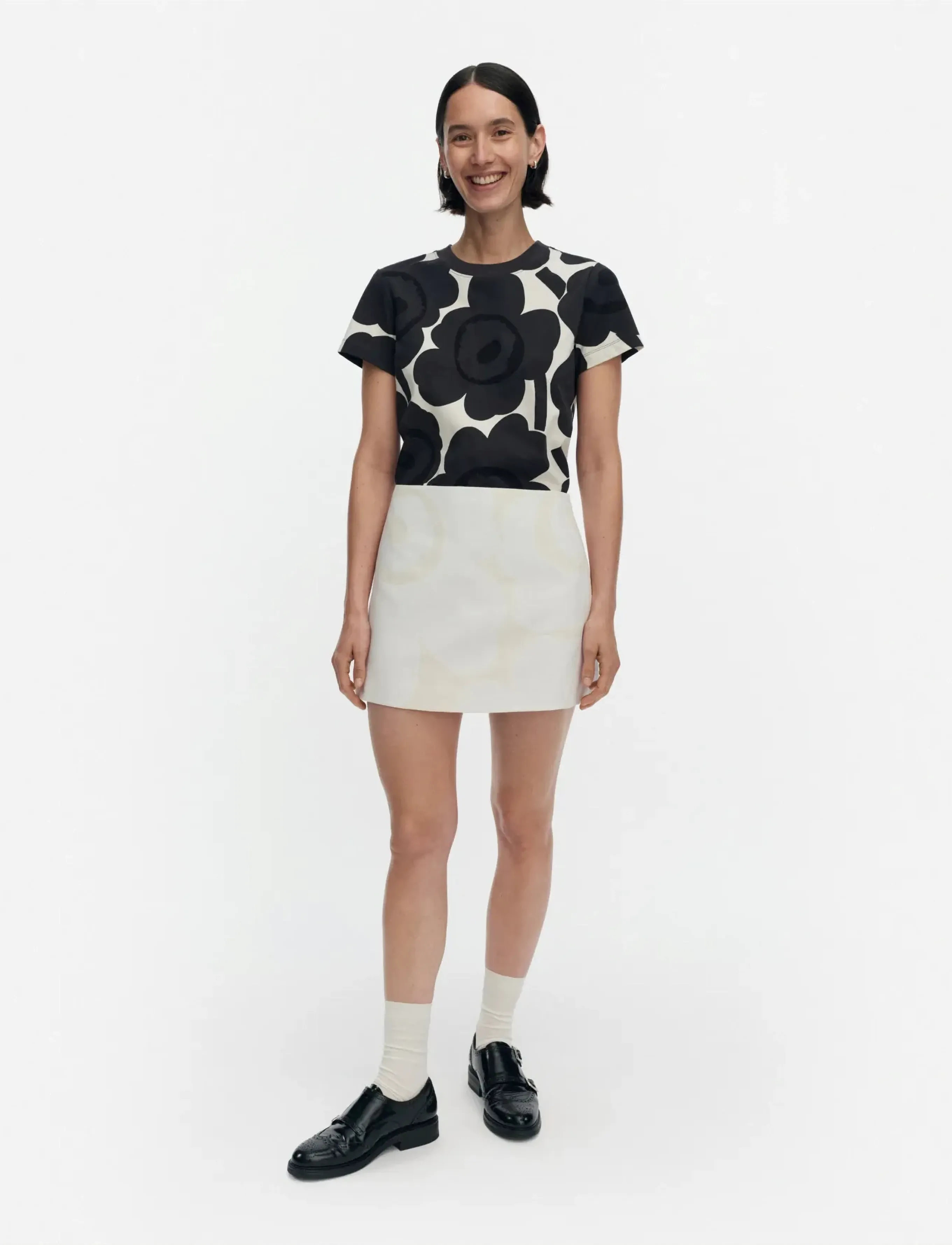 Marimekko KIRJASTO UNIKKO - Röcke - WHITE, LIGHT GREY / white