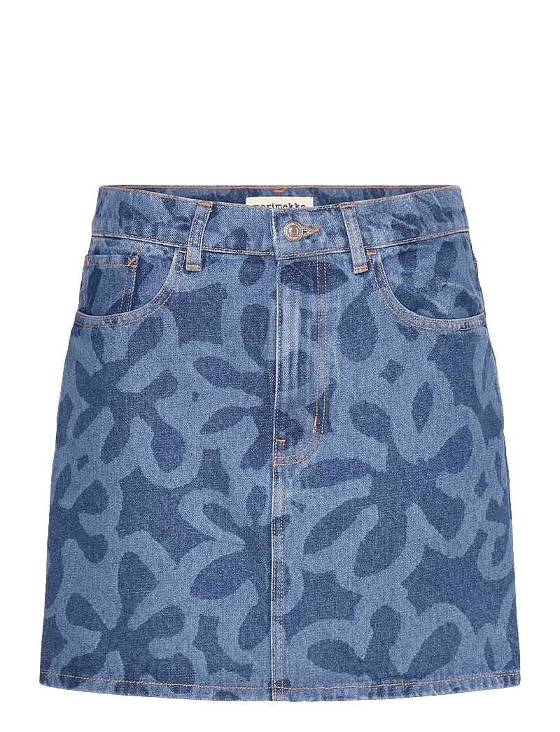 Marimekko - MARIDENIM RUUDUT KUKKA - denimnederdele - used indigo - 1