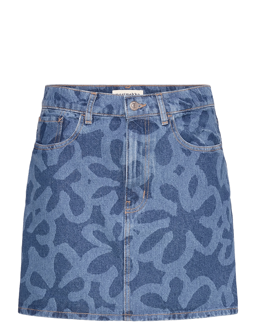 Marimekko - MARIDENIM RUUDUT KUKKA - kurze röcke - used indigo - 1