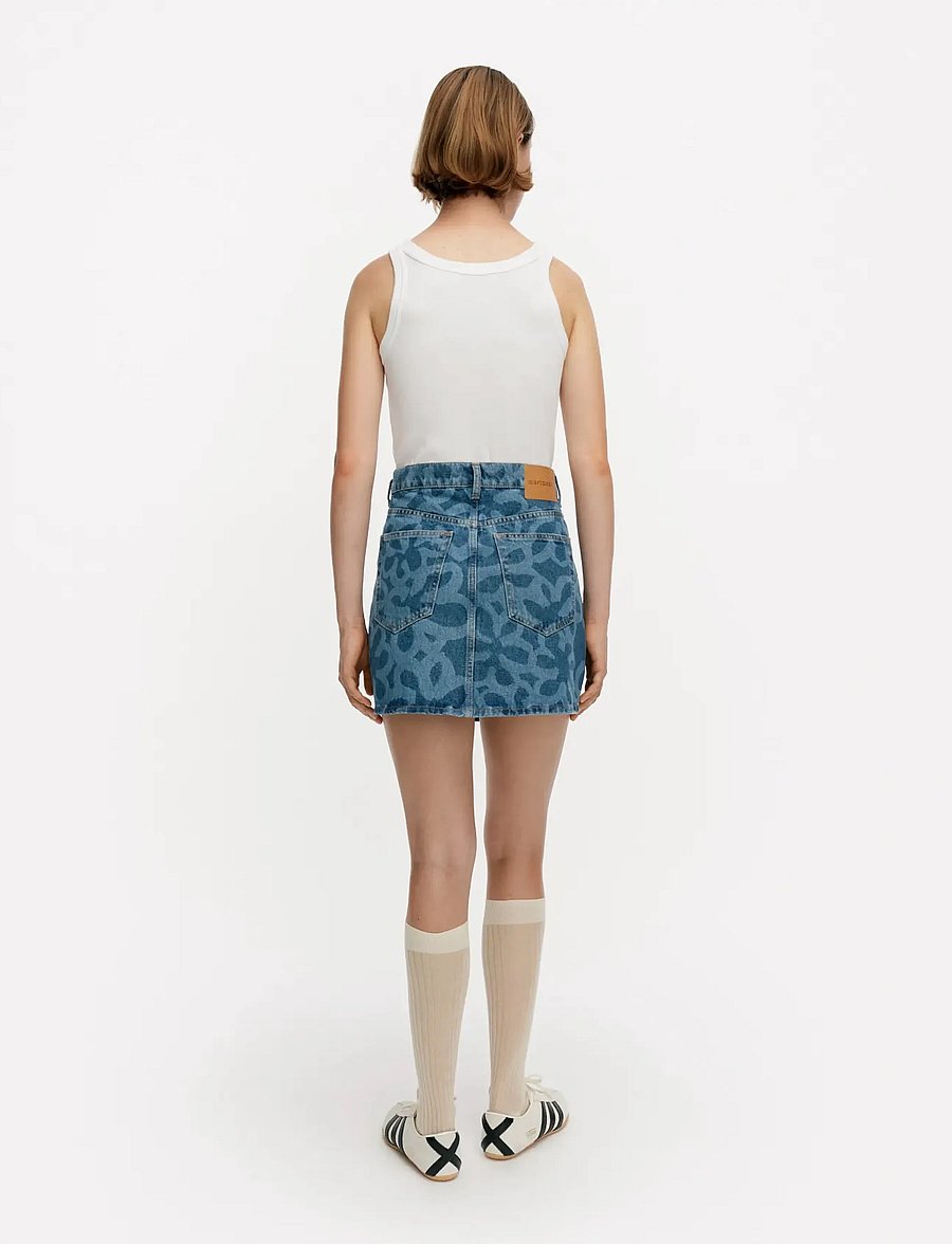Marimekko - MARIDENIM RUUDUT KUKKA - kurze röcke - used indigo - 3