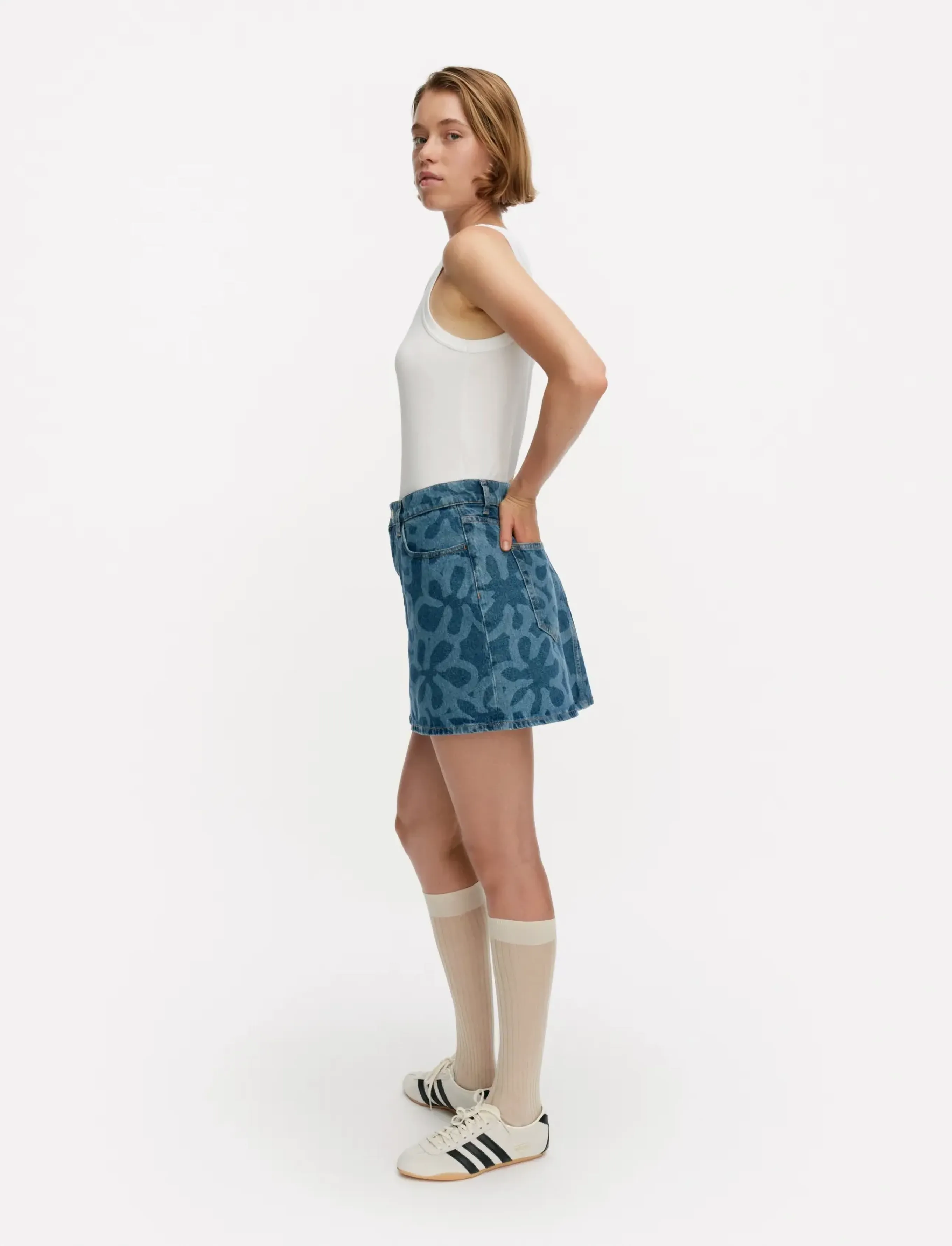 Marimekko - MARIDENIM RUUDUT KUKKA - kurze röcke - used indigo - 4