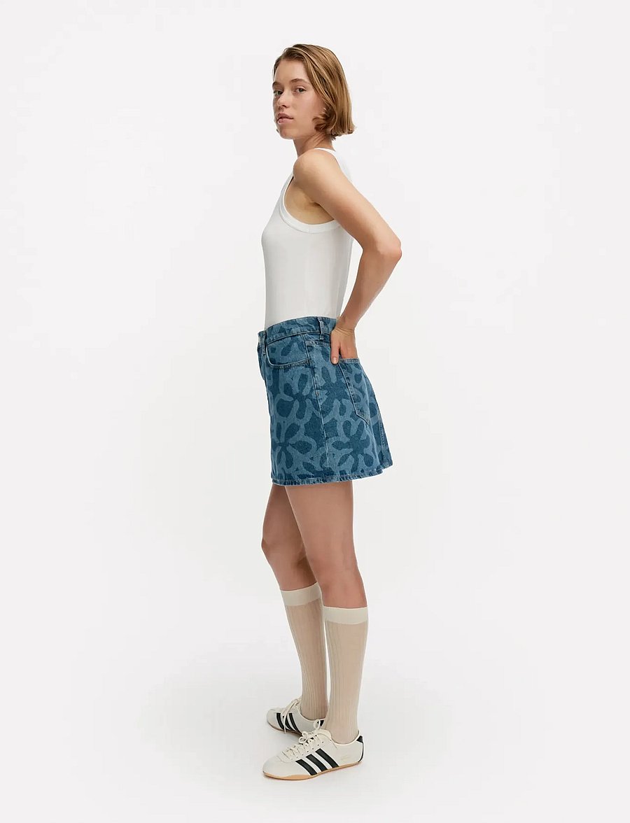 Marimekko - MARIDENIM RUUDUT KUKKA - kurze röcke - used indigo - 4
