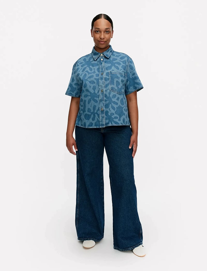 Marimekko - MARIDENIM KUVATA KUKKA - teksasärgid - used indigo - 0