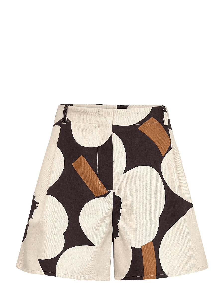 Marimekko - PRUUKAT UNIKKO - linen shorts - light beige, black, brown - 1