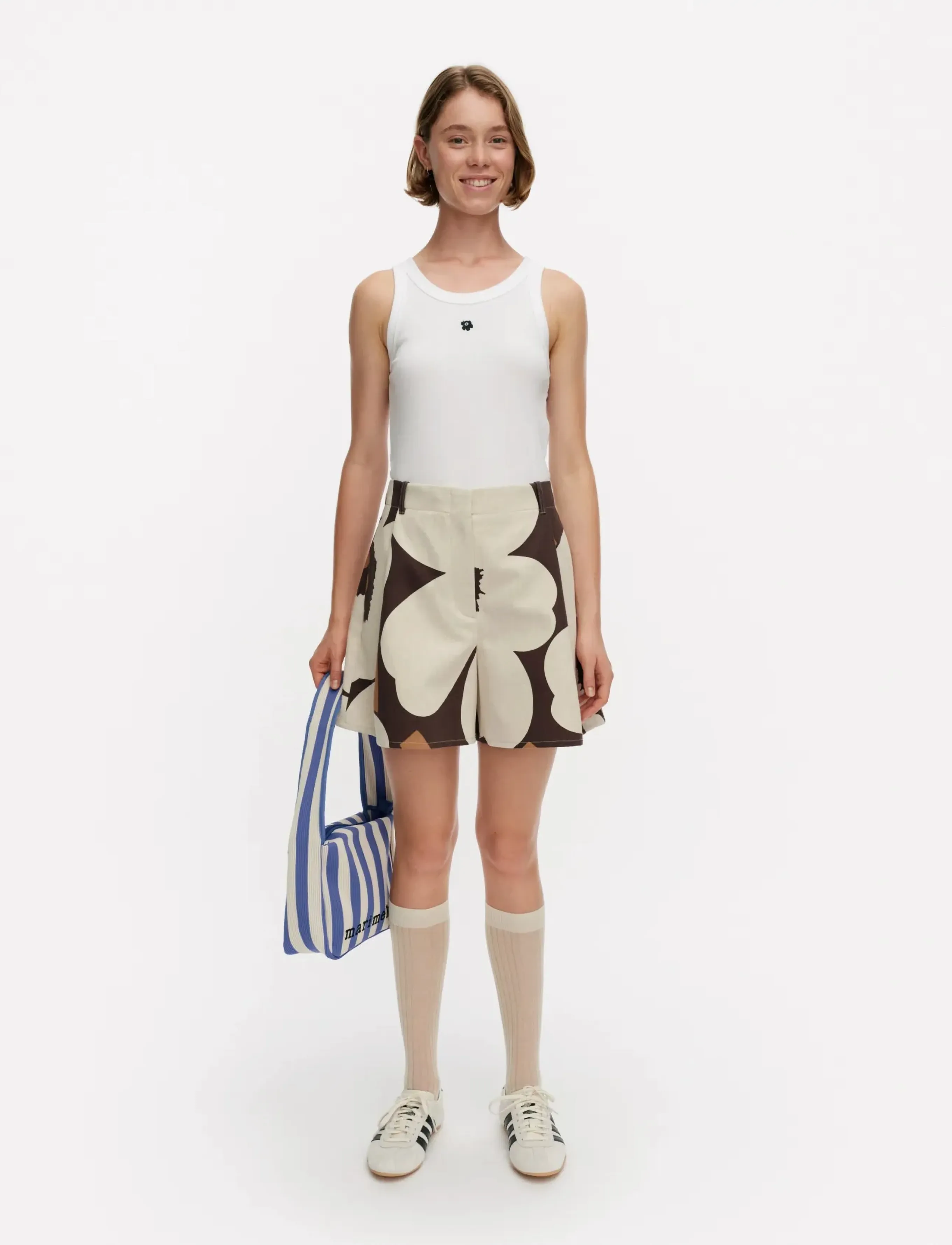 Marimekko Pruukat Unikko, 40, Beige, Shorts > Linen Shorts, Dame