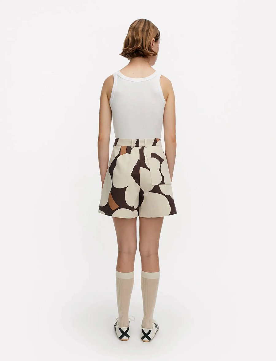 Marimekko - PRUUKAT UNIKKO - linen shorts - light beige, black, brown - 3