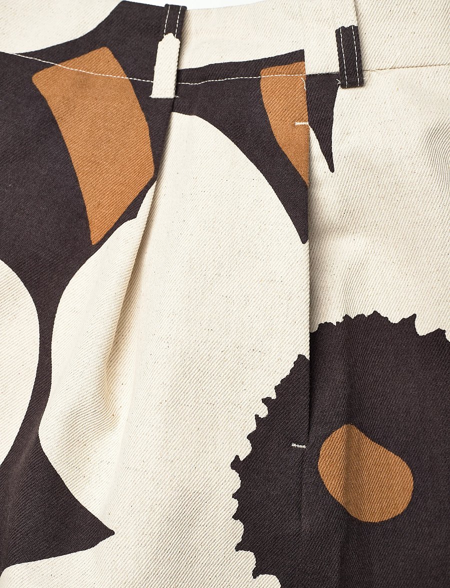 Marimekko - PRUUKAT UNIKKO - linen shorts - light beige, black, brown - 5