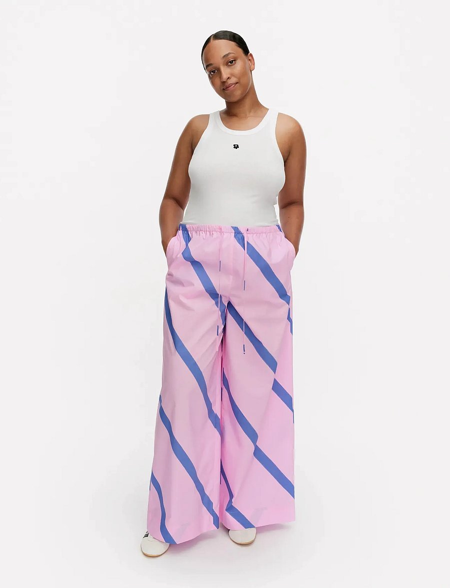Marimekko - PUOTI BASSO - buxur með víðum skálmum - blue, pink - 0