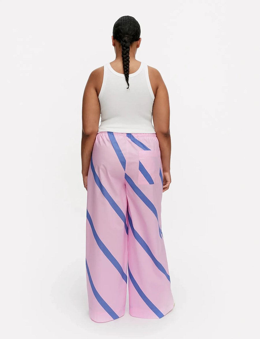 Marimekko - PUOTI BASSO - buxur með víðum skálmum - blue, pink - 3