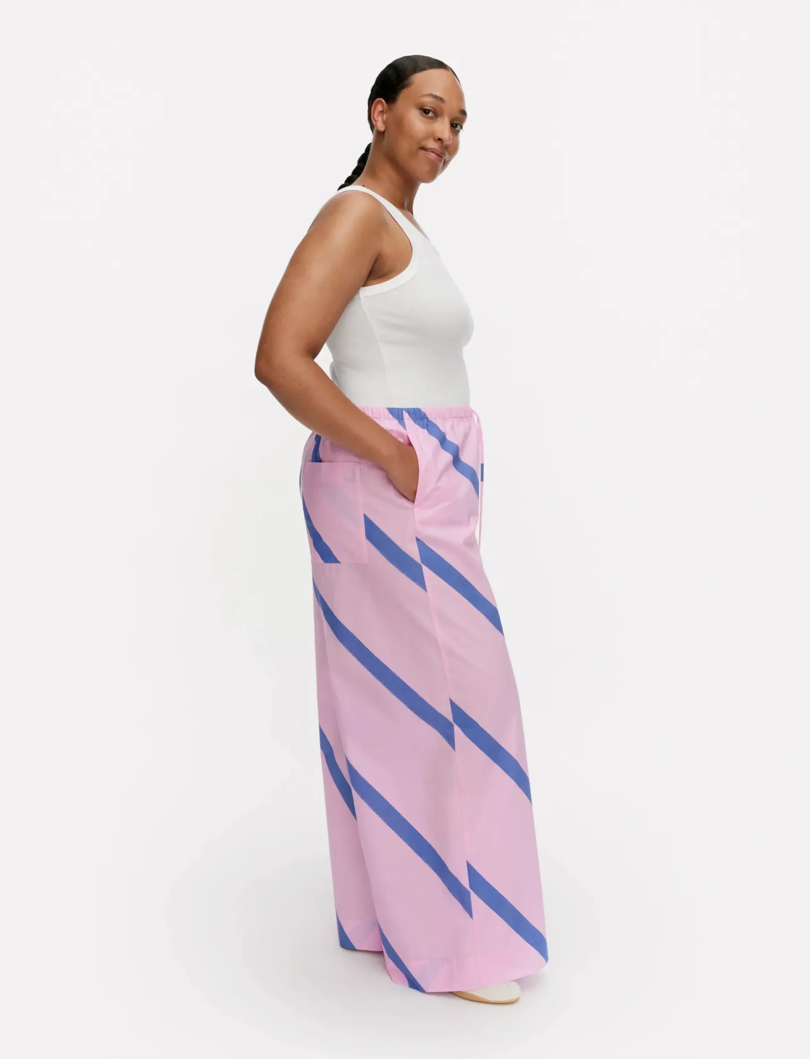 Marimekko - PUOTI BASSO - hosen mit weitem bein - blue, pink - 4