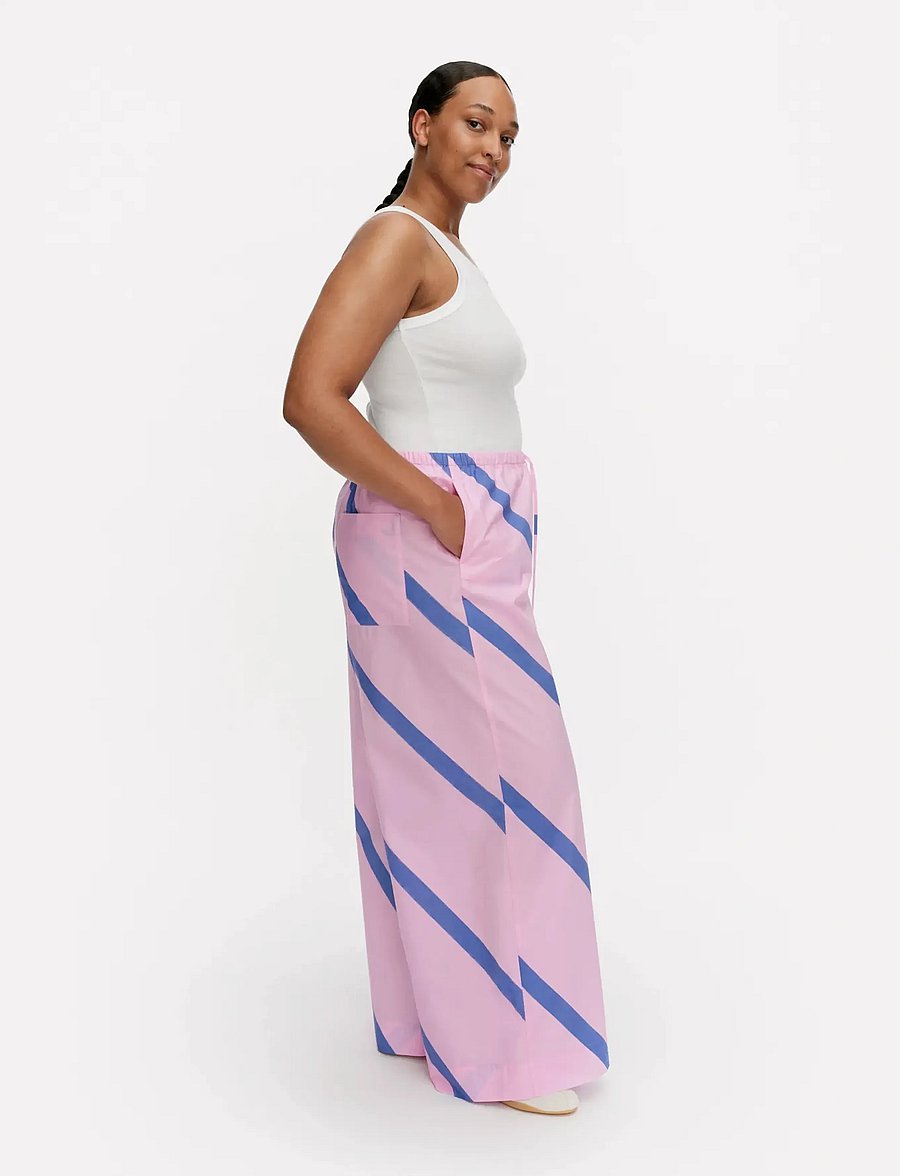 Marimekko - PUOTI BASSO - buxur með víðum skálmum - blue, pink - 4