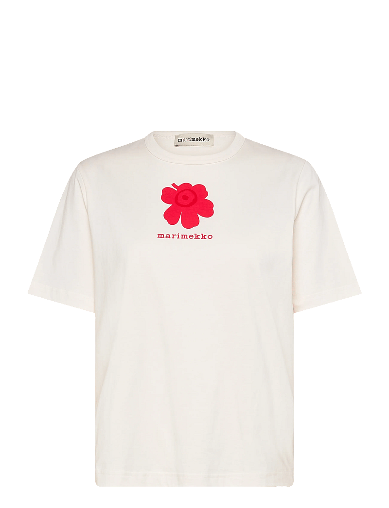 Marimekko - ERNA UNIKKO PLACEMENT - t-shirts - off white, red - 1