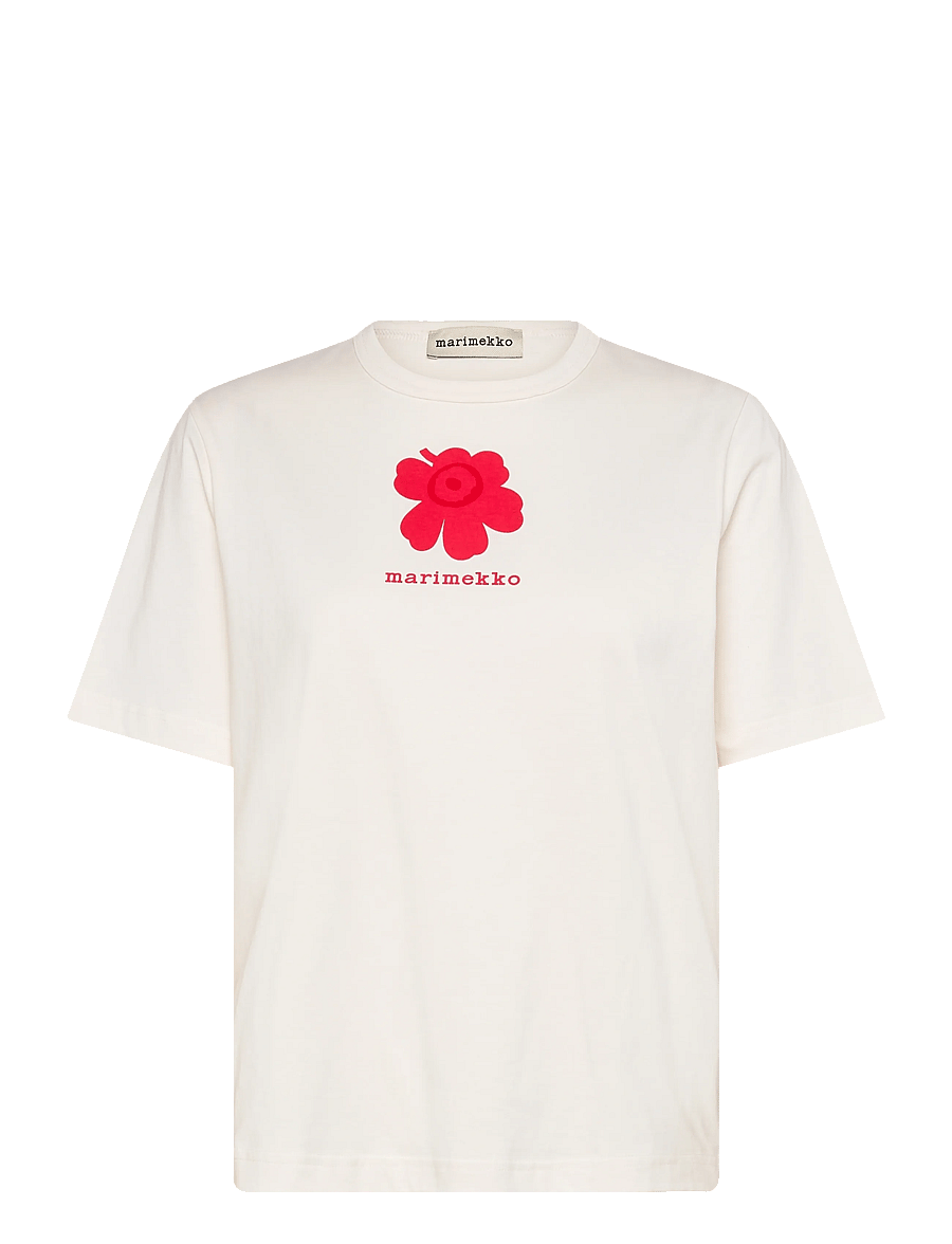 Marimekko - ERNA UNIKKO PLACEMENT - t-shirts - off white, red - 1