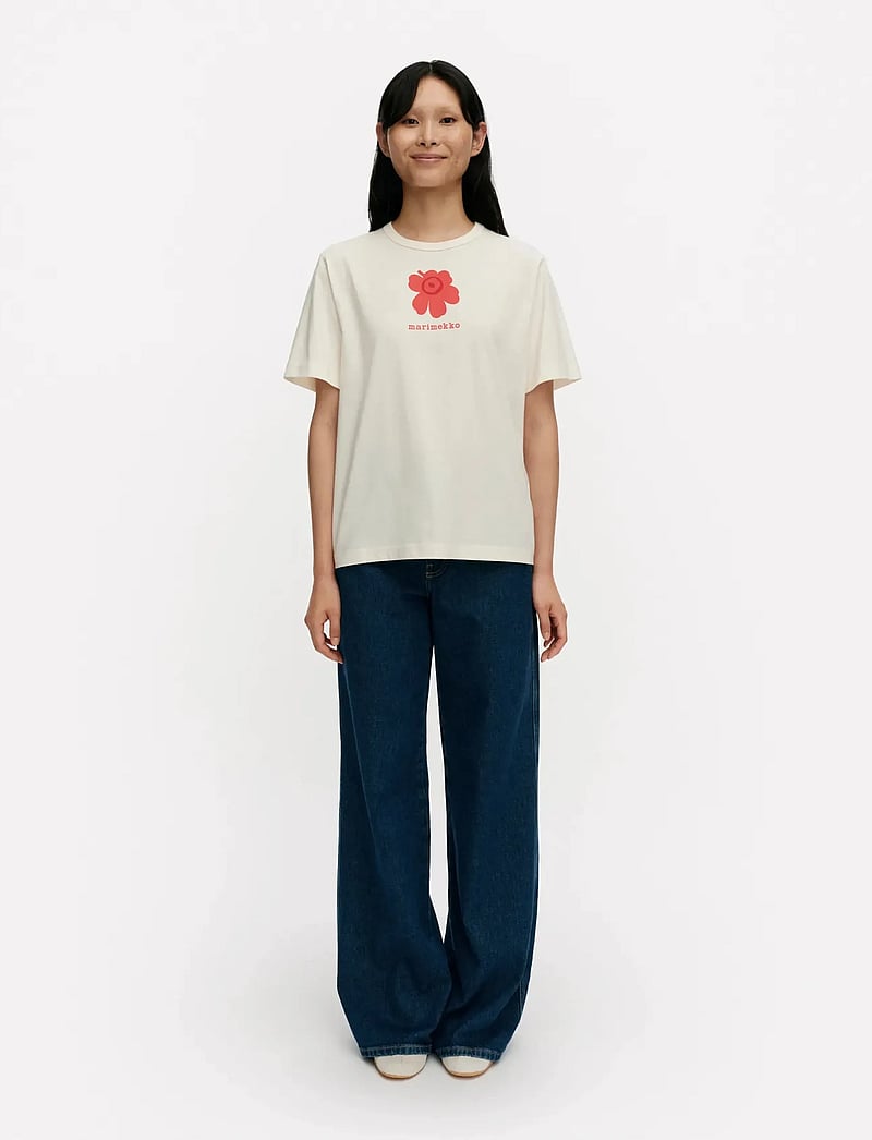 Marimekko - ERNA UNIKKO PLACEMENT - t-shirts - off white, red - 0
