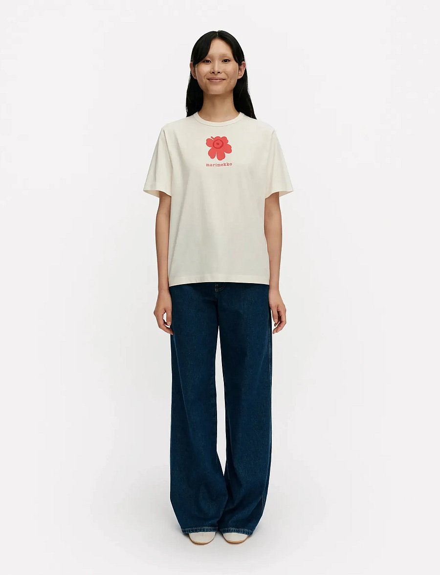 Marimekko - ERNA UNIKKO PLACEMENT - t-shirts - off white, red - 0