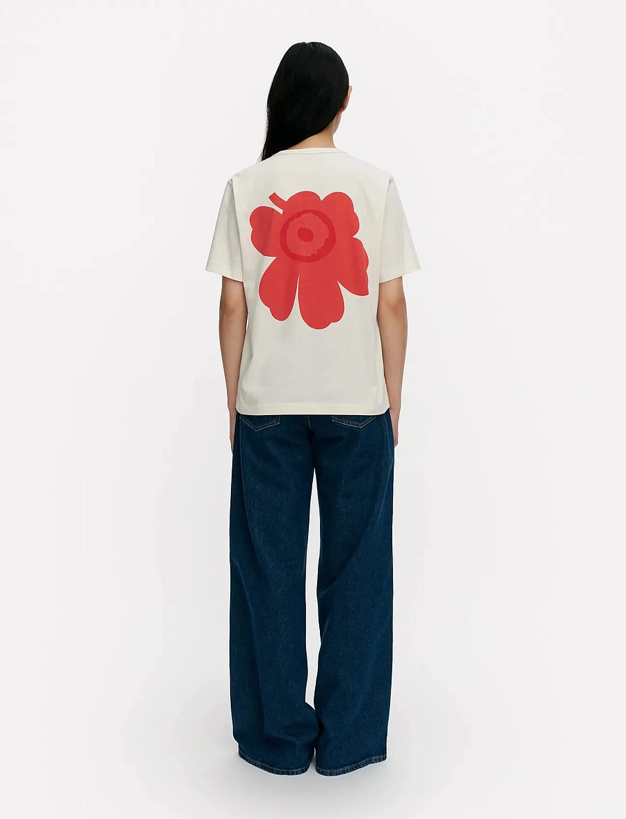 Marimekko - ERNA UNIKKO PLACEMENT - t-shirts - off white, red - 3