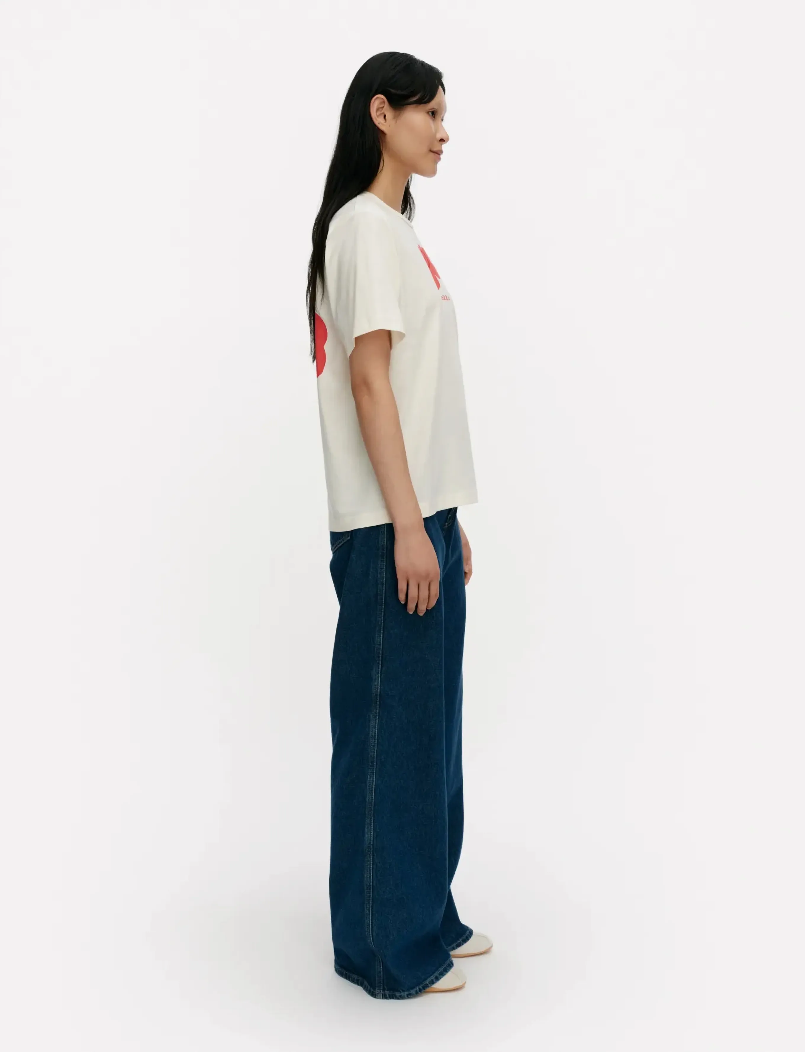 Marimekko - ERNA UNIKKO PLACEMENT - t-shirts - off white, red - 4