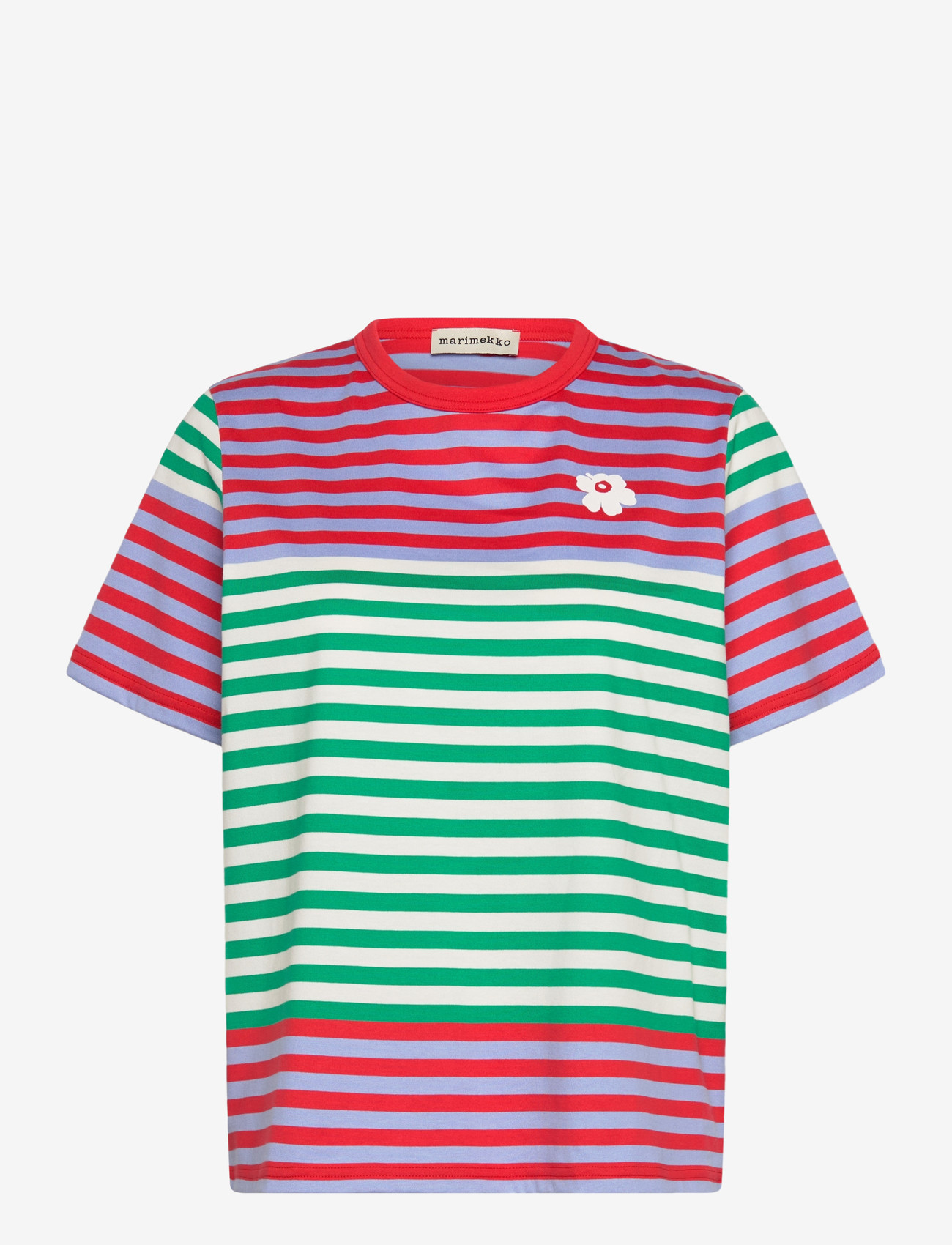 Marimekko - TASARAITA UNIKKO SS - t-shirts - red, blue, off white, green - 1