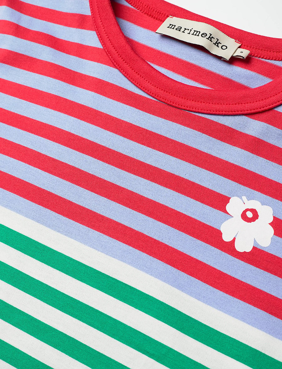 Marimekko - TASARAITA UNIKKO SS - t-shirts & tops - red, blue, off white, green - 3