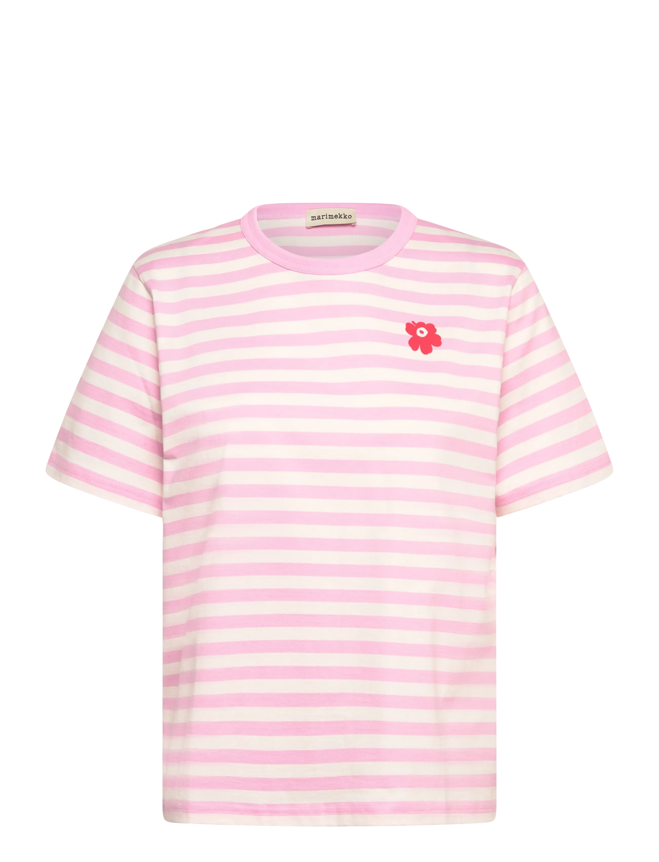 Marimekko TASARAITA UNIKKO SS - T-shirts & Toppe - LIGHT PINK, OFF WHITE, RED / pink/rose