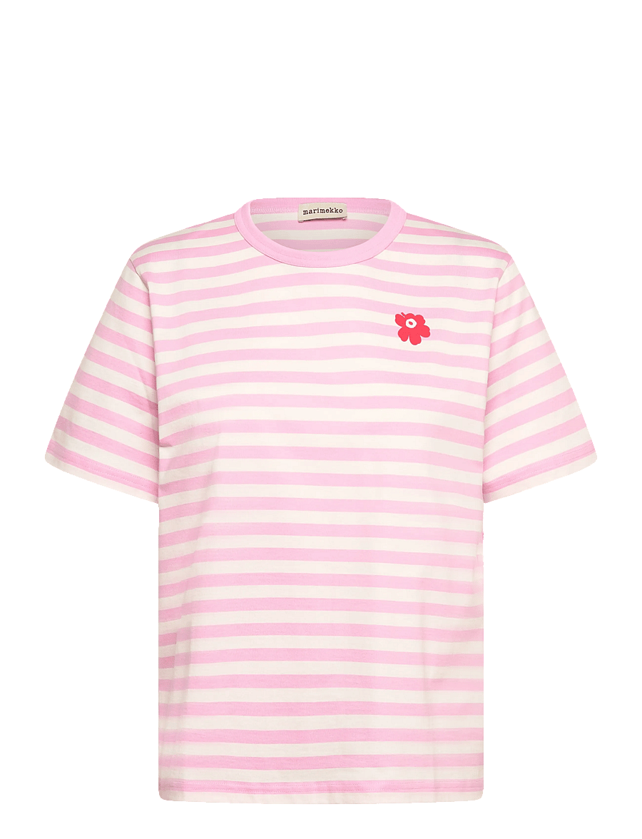 Marimekko - TASARAITA UNIKKO SS - light pink, off white, red - 1