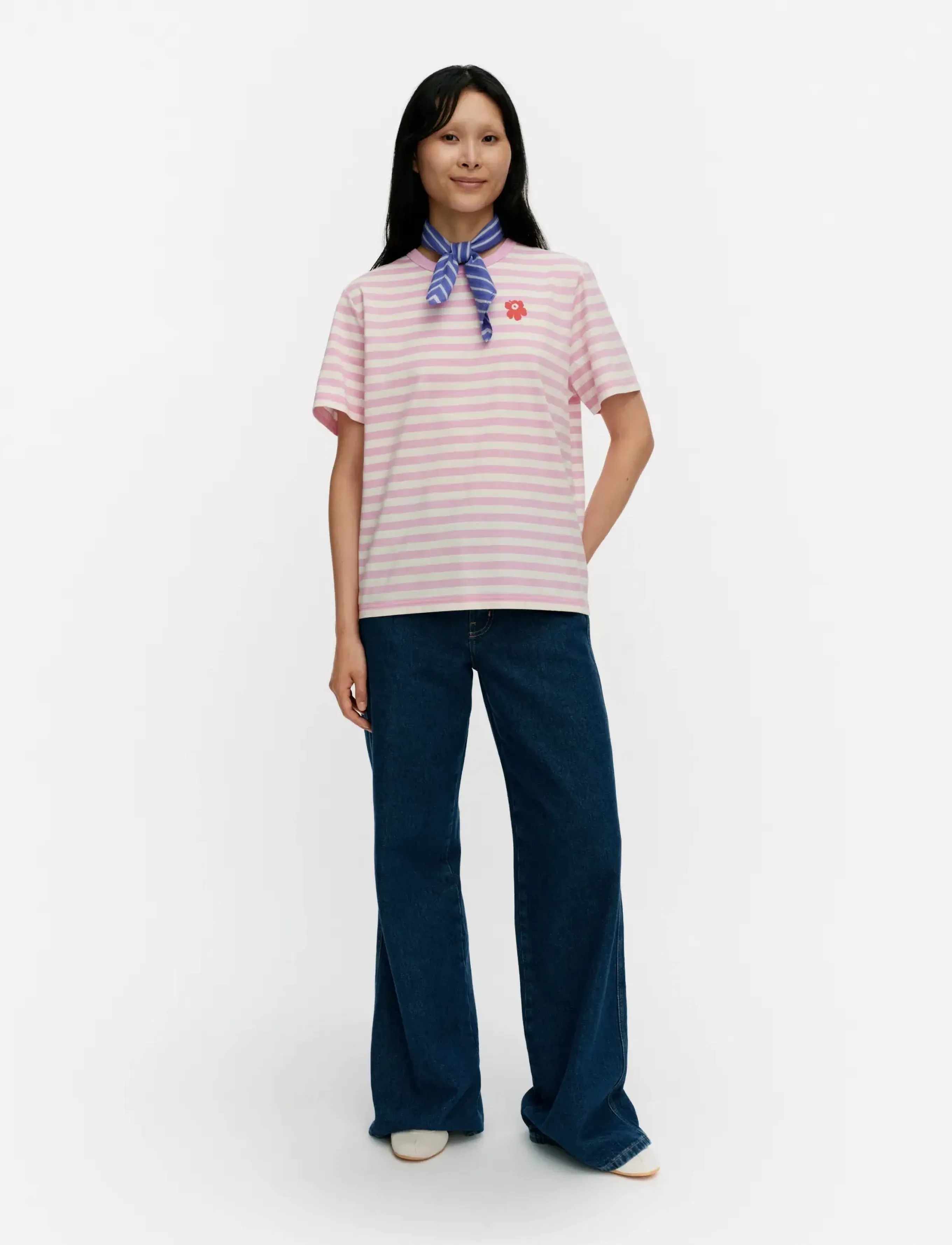 Marimekko TASARAITA UNIKKO SS - T-Shirts & Tops - LIGHT PINK, OFF WHITE, RED / pink/rose