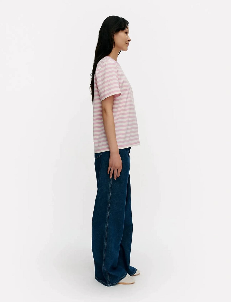 Marimekko - TASARAITA UNIKKO SS - light pink, off white, red - 4