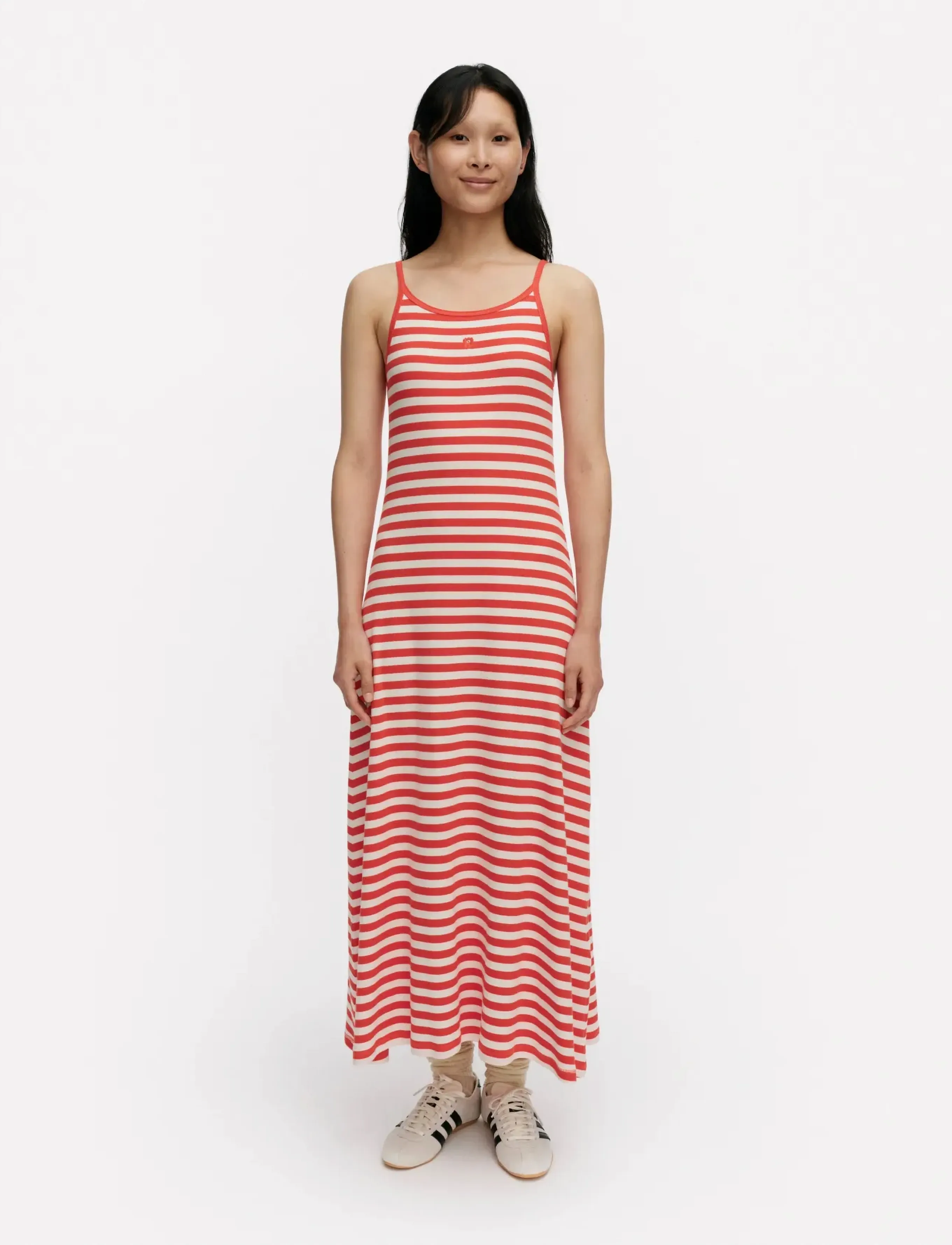 Marimekko LAULAA TASARAITA UNIKKO - Slip dresses - RED, OFF WHITE / red