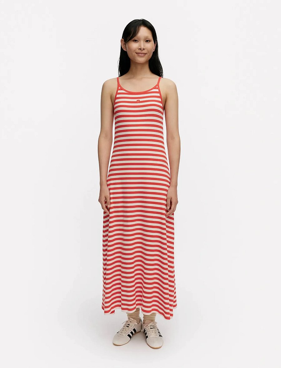 Marimekko - LAULAA TASARAITA UNIKKO - maxikjoler - red, off white - 0