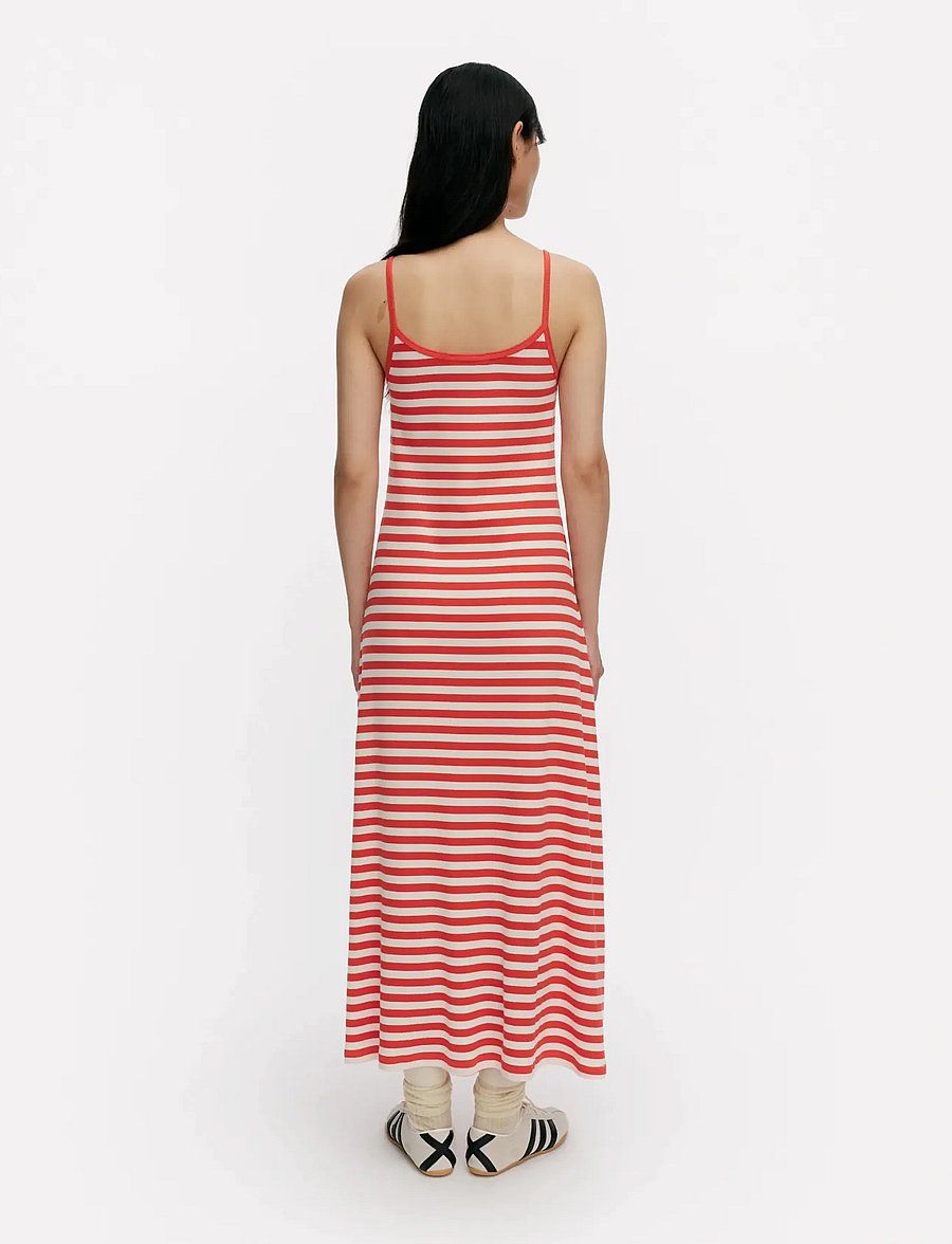 Marimekko - LAULAA TASARAITA UNIKKO - maxikjoler - red, off white - 3