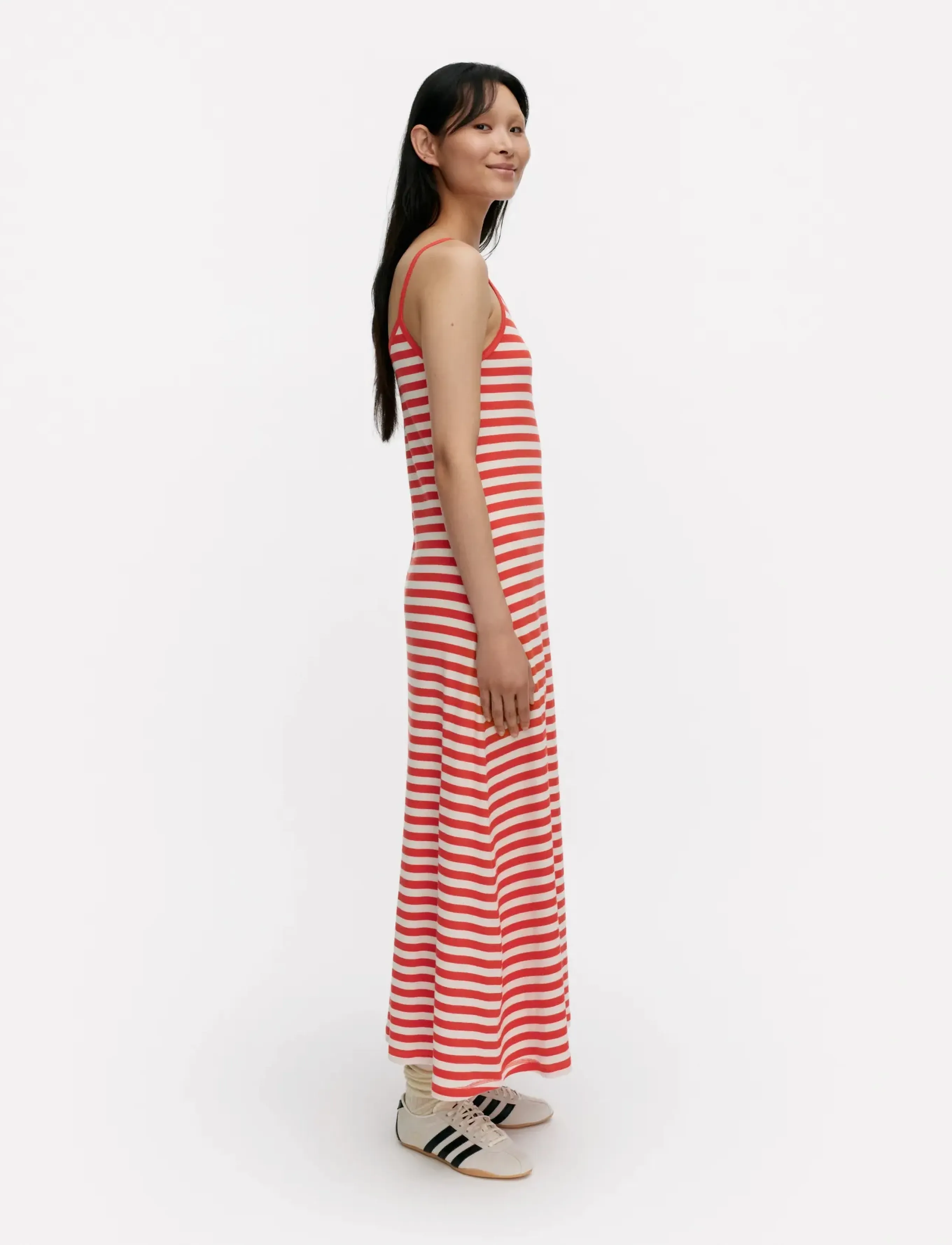 Marimekko - LAULAA TASARAITA UNIKKO - maxi dresses - red, off white - 4