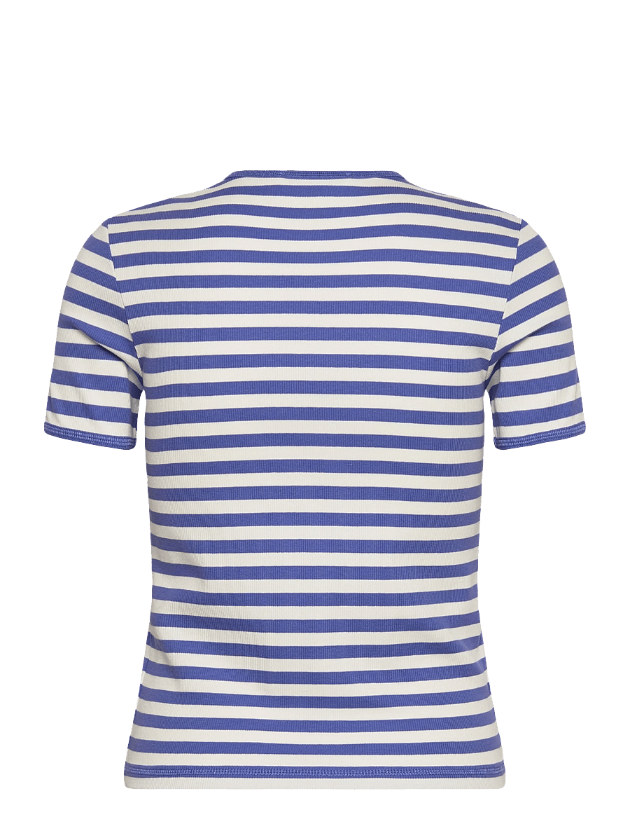 Marimekko - KUKKEA TASARAITA UNIKKO - t-särgid - blue, off white - 2