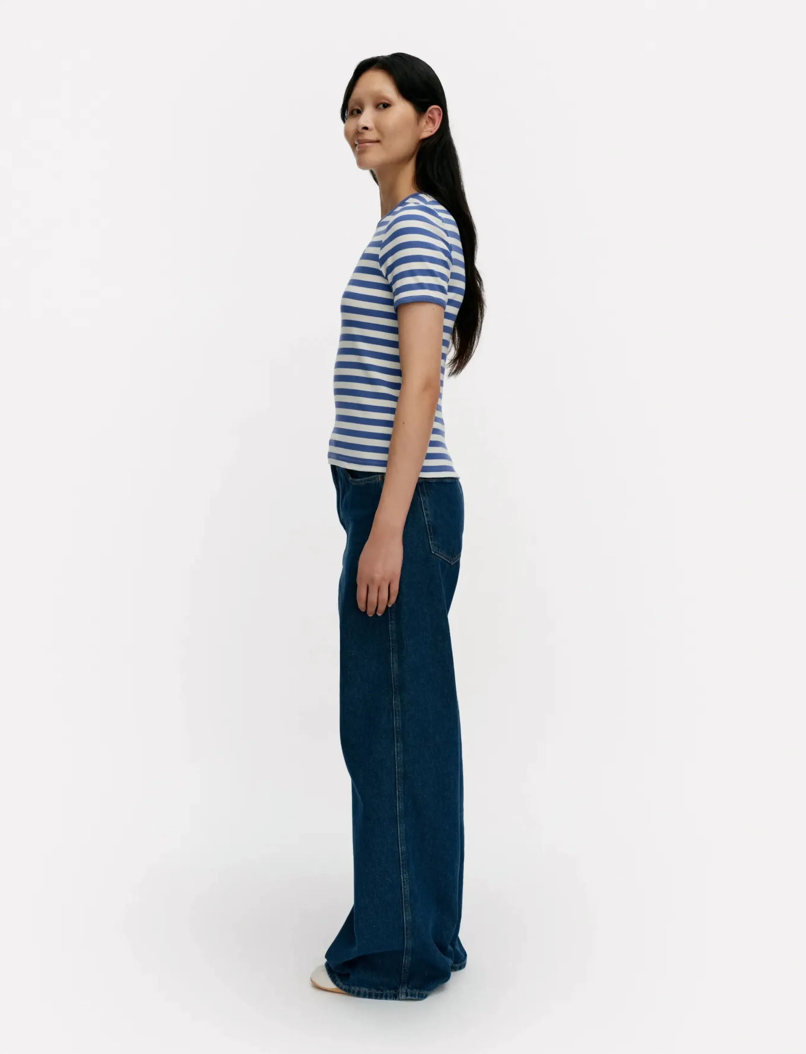 Marimekko - KUKKEA TASARAITA UNIKKO - t-särgid - blue, off white - 4