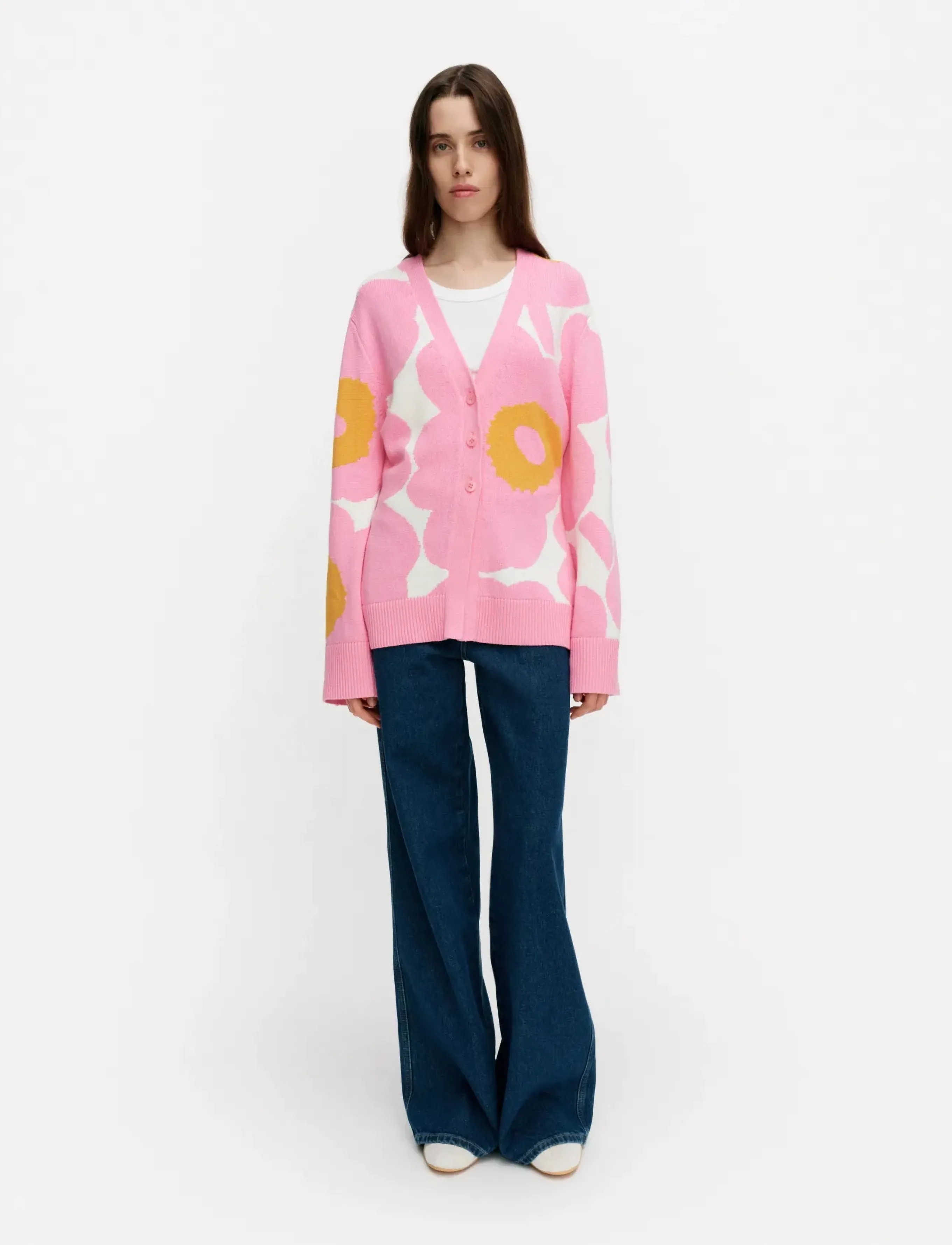 Marimekko Puhaltaa Unikko, XS, Pink, Strik > Cardigans, Dame