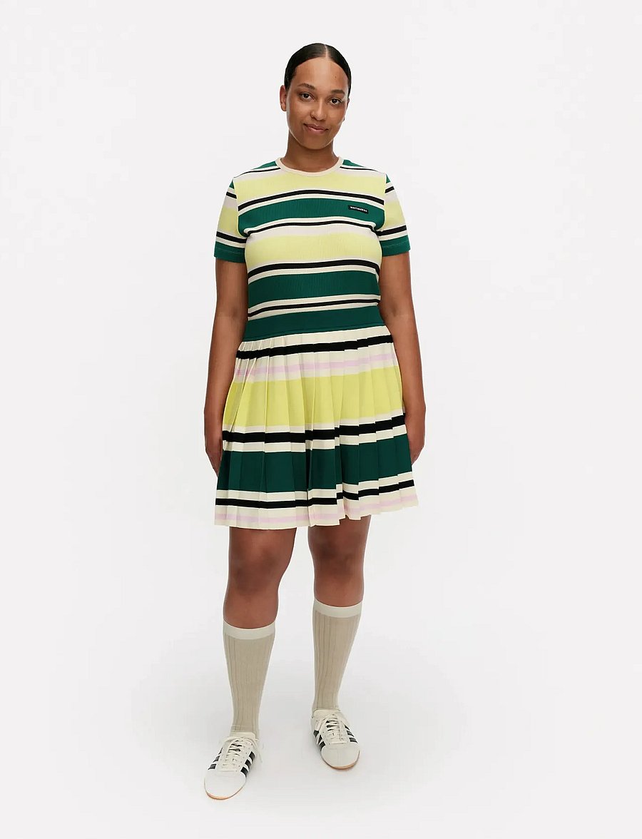 Marimekko - RUNOUS HELVI - plisserade kjolar - dark green, yellow, black - 0