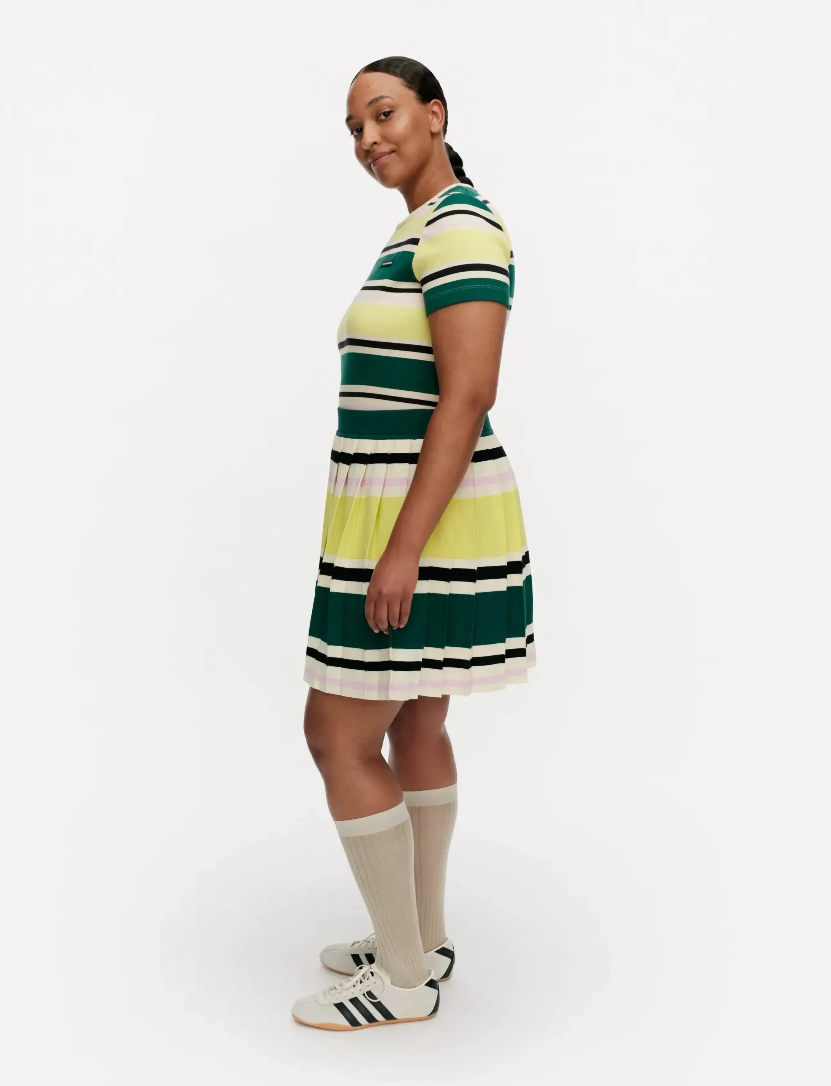 Marimekko - RUNOUS HELVI - plisseeritud seelikud - dark green, yellow, black - 4