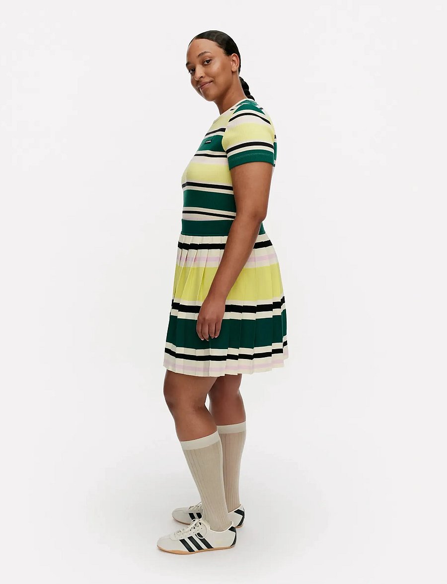 Marimekko - RUNOUS HELVI - plisserade kjolar - dark green, yellow, black - 4