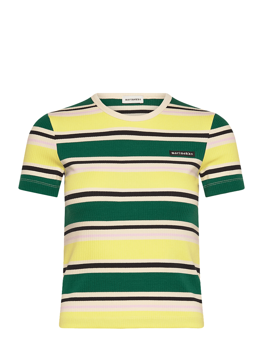 Marimekko - SPURTTI HELVI - t-shirty - dark green, yellow, black - 1