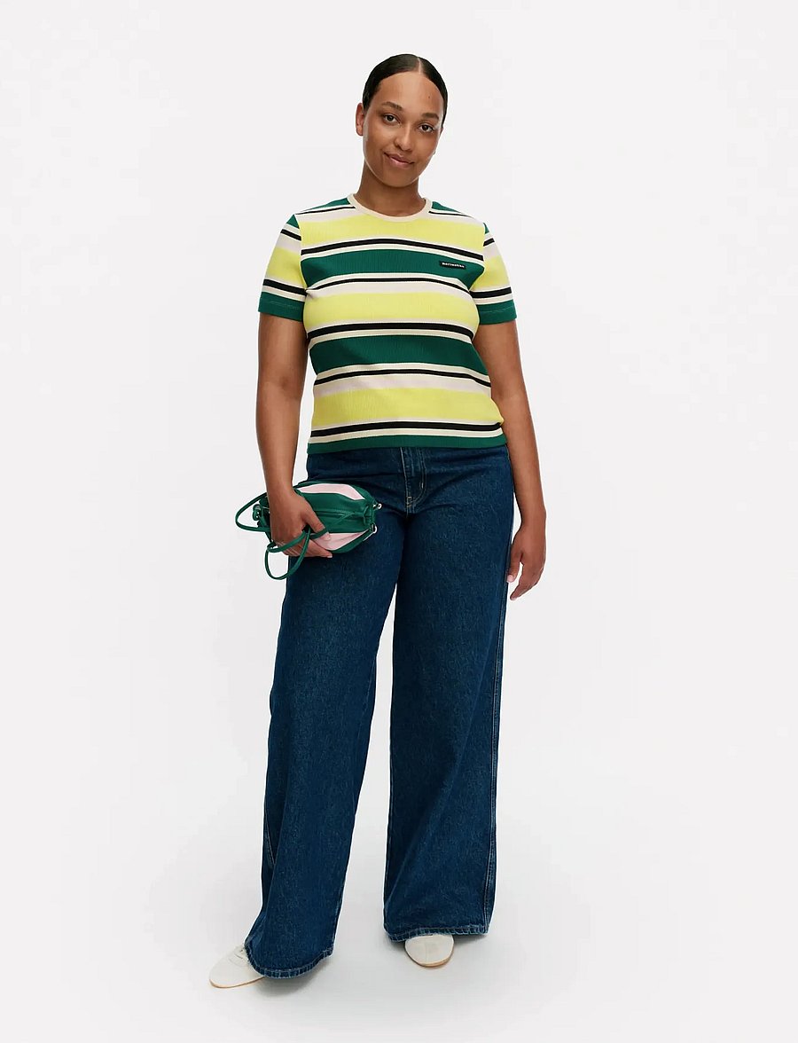Marimekko - SPURTTI HELVI - t-shirty - dark green, yellow, black - 0