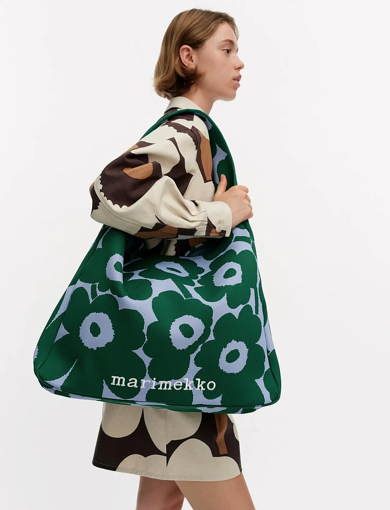 Marimekko - KNITTED BAG LARGE UNIKKO - tote bags - dark green, blue - 0