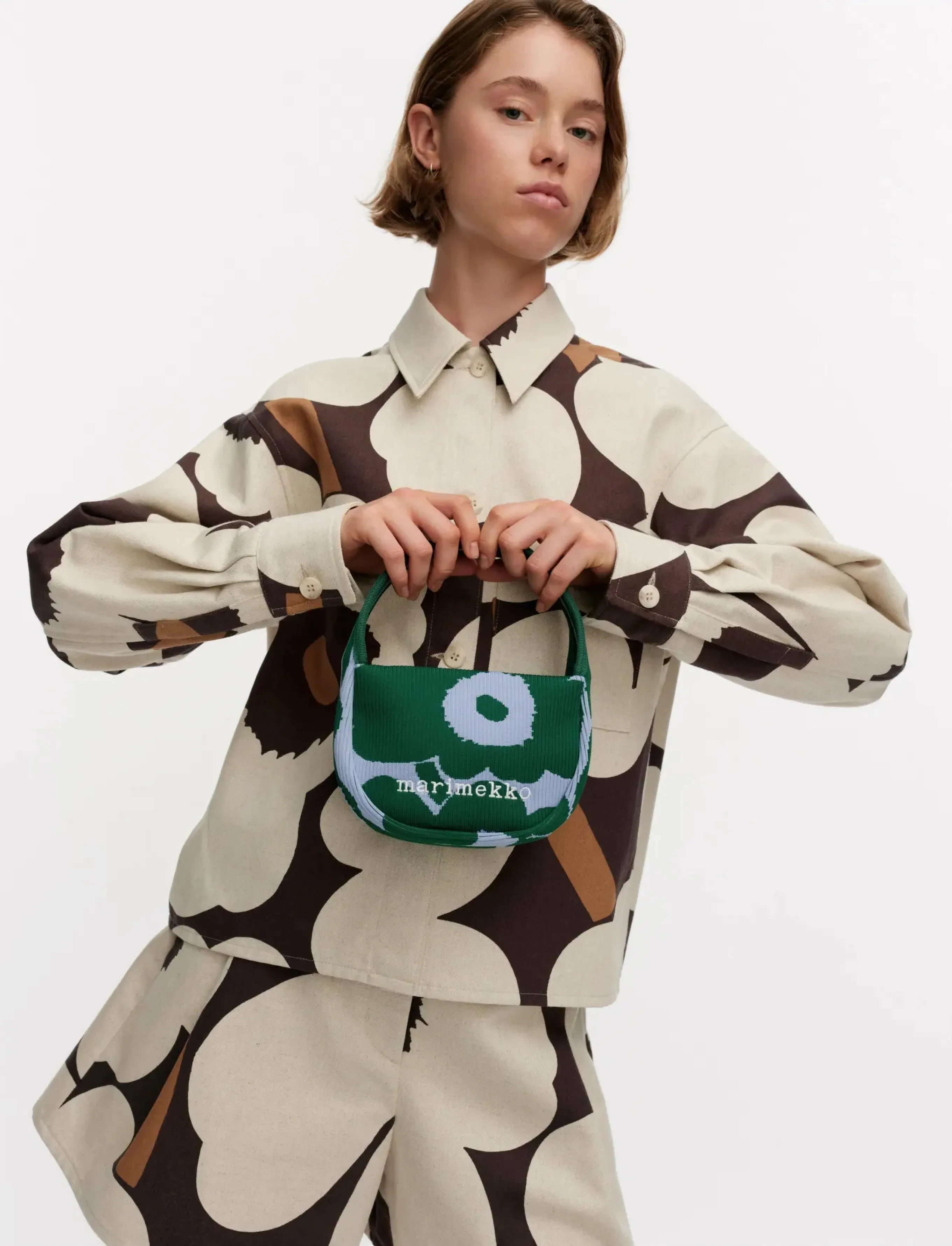Marimekko Knitted Mini Handbag Unikko, One Size, Designer, Grün - Top Handle Bags, Frauen